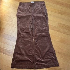 Pilcro Brown Boot Cut Velvet Pull On Pants